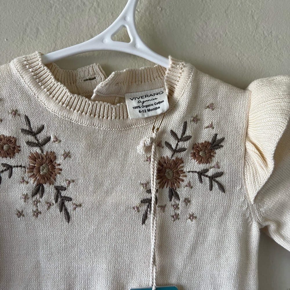 Viverano organic 100% cotton baby floral embroidered one piece - Picture 4 of 4